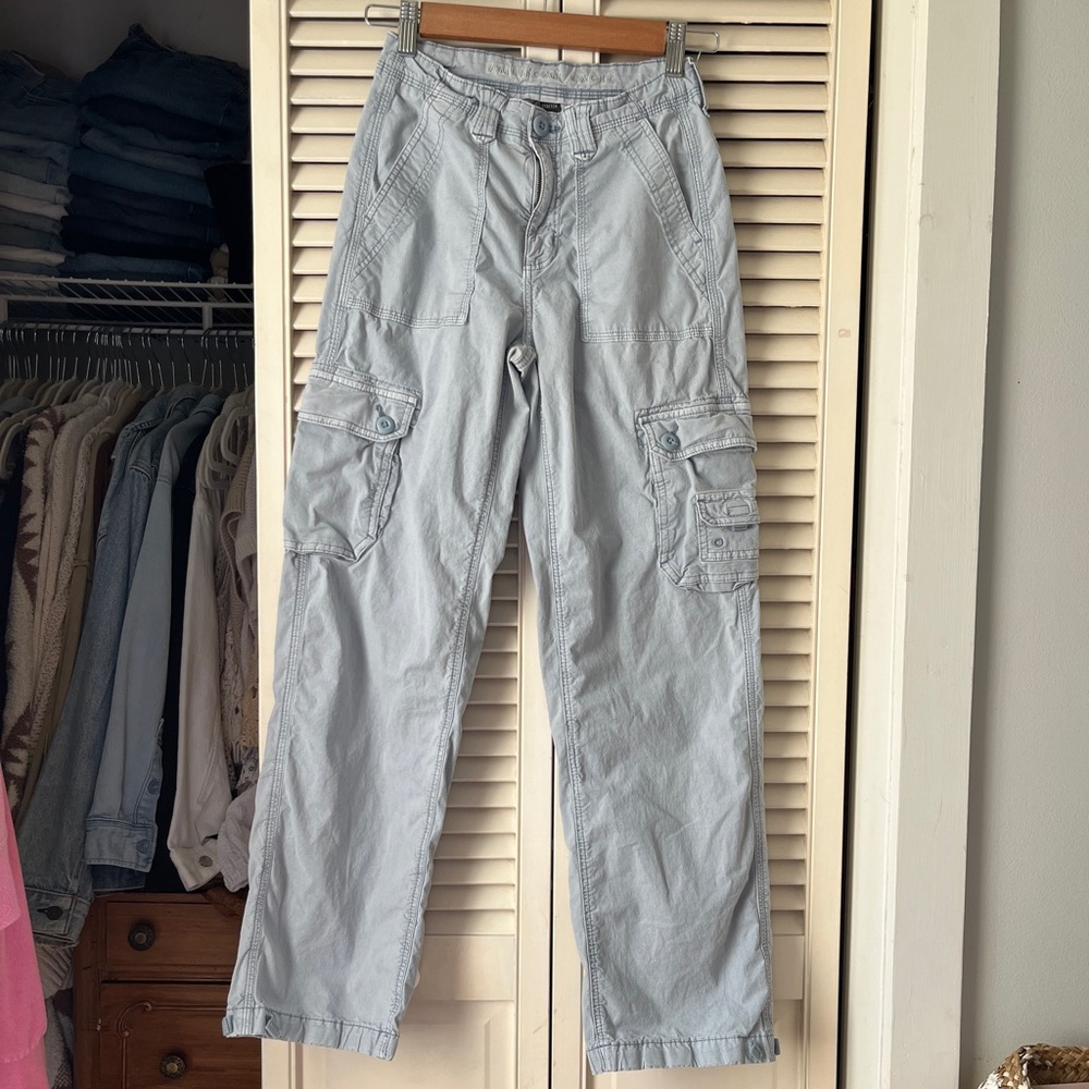American Eagle Outfitters Light Blue/Gray Cargo Pants
